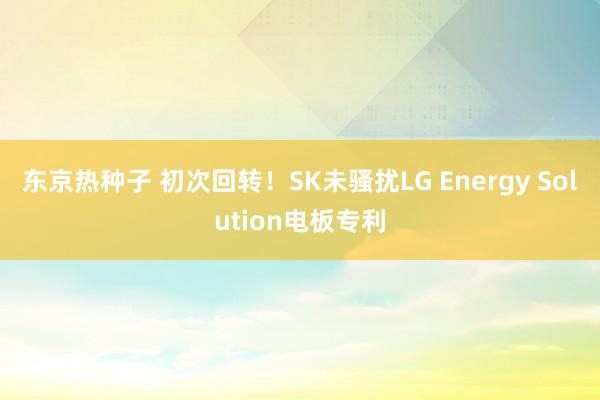 东京热种子 初次回转！SK未骚扰LG Energy Solution电板专利