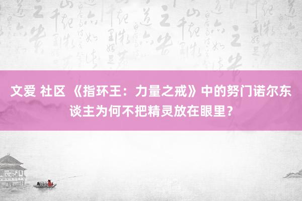 文爱 社区 《指环王：力量之戒》中的努门诺尔东谈主为何不把精灵放在眼里？