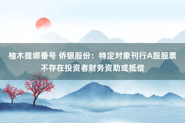 柚木提娜番号 侨银股份：特定对象刊行A股股票不存在投资者财务资助或抵偿