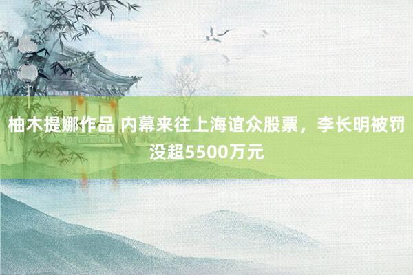 柚木提娜作品 内幕来往上海谊众股票，李长明被罚没超5500万元