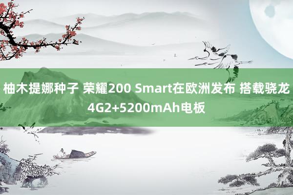 柚木提娜种子 荣耀200 Smart在欧洲发布 搭载骁龙4G2+5200mAh电板