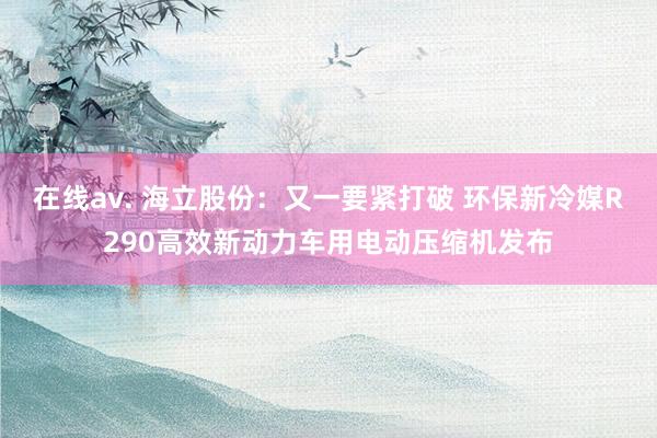 在线av. 海立股份：又一要紧打破 环保新冷媒R290高效新动力车用电动压缩机发布