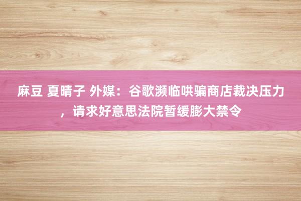 麻豆 夏晴子 外媒：谷歌濒临哄骗商店裁决压力，请求好意思法院暂缓膨大禁令