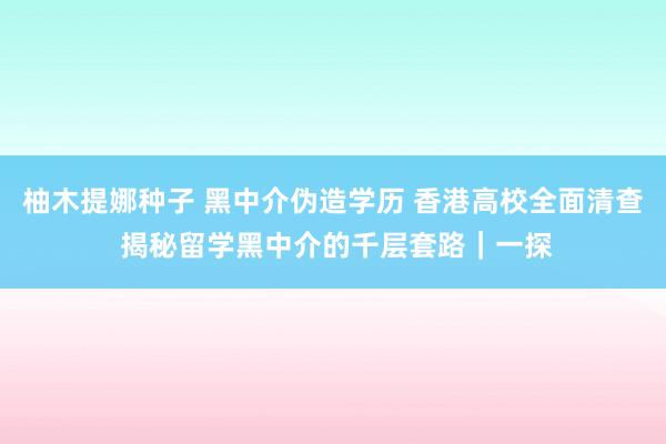 柚木提娜种子 黑中介伪造学历 香港高校全面清查 揭秘留学黑中介的千层套路｜一探