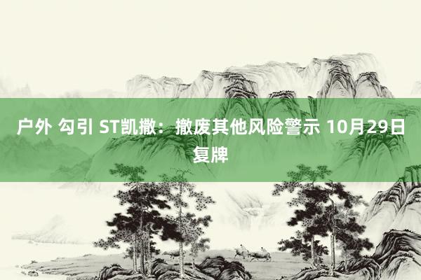 户外 勾引 ST凯撒：撤废其他风险警示 10月29日复牌