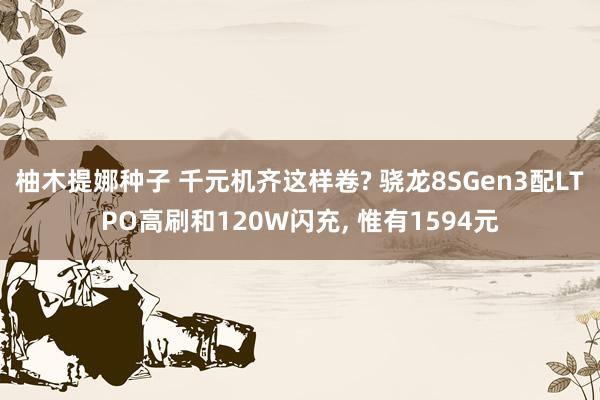 柚木提娜种子 千元机齐这样卷? 骁龙8SGen3配LTPO高刷和120W闪充， 惟有1594元