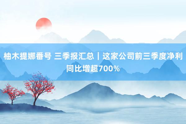 柚木提娜番号 三季报汇总｜这家公司前三季度净利同比增超700%