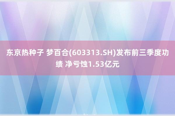 东京热种子 梦百合(603313.SH)发布前三季度功绩 净亏蚀1.53亿元