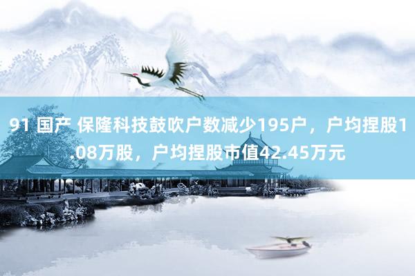 91 国产 保隆科技鼓吹户数减少195户，户均捏股1.08万股，户均捏股市值42.45万元