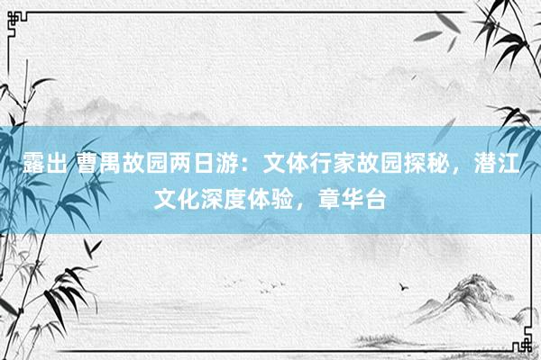 露出 曹禺故园两日游：文体行家故园探秘，潜江文化深度体验，章华台