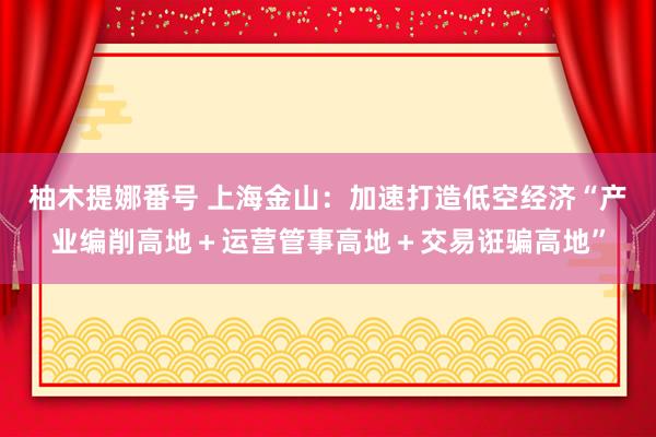 柚木提娜番号 上海金山：加速打造低空经济“产业编削高地＋运营管事高地＋交易诳骗高地”