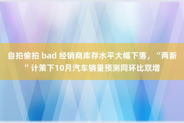 自拍偷拍 bad 经销商库存水平大幅下落，“两新”计策下10月汽车销量预测同环比双增