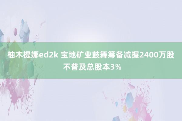 柚木提娜ed2k 宝地矿业鼓舞筹备减握2400万股 不普及总股本3%