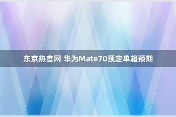 东京热官网 华为Mate70预定单超预期