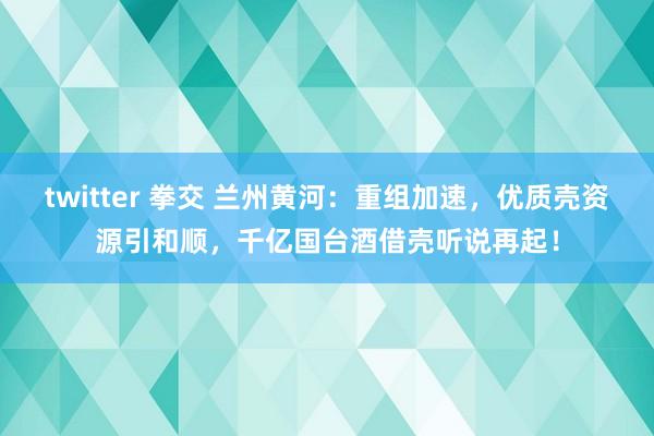 twitter 拳交 兰州黄河：重组加速，优质壳资源引和顺，千亿国台酒借壳听说再起！