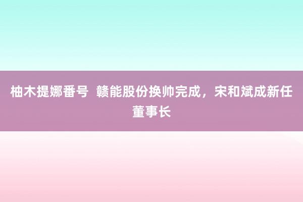 柚木提娜番号  赣能股份换帅完成，宋和斌成新任董事长