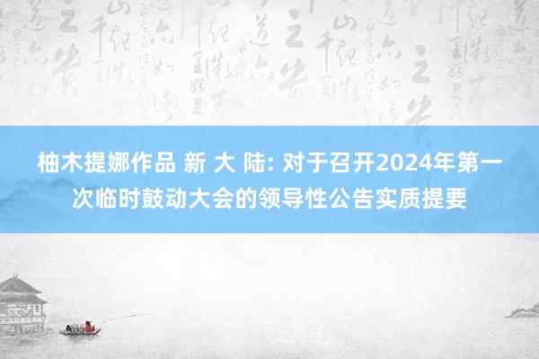 柚木提娜作品 新 大 陆: 对于召开2024年第一次临时鼓动大会的领导性公告实质提要