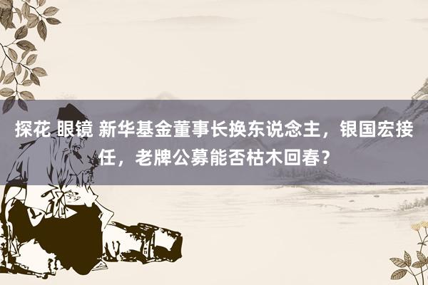 探花 眼镜 新华基金董事长换东说念主，银国宏接任，老牌公募能否枯木回春？