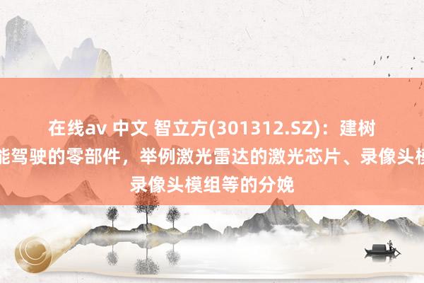 在线av 中文 智立方(301312.SZ)：建树有诈欺到智能驾驶的零部件，举例激光雷达的激光芯片、录像头模组等的分娩