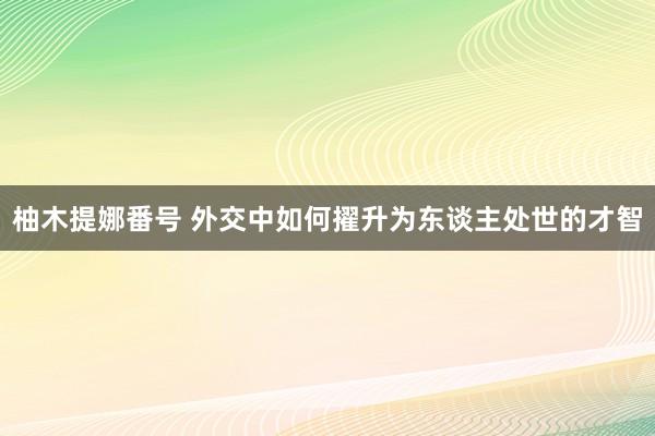 柚木提娜番号 外交中如何擢升为东谈主处世的才智