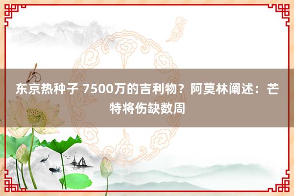 东京热种子 7500万的吉利物？阿莫林阐述：芒特将伤缺数周