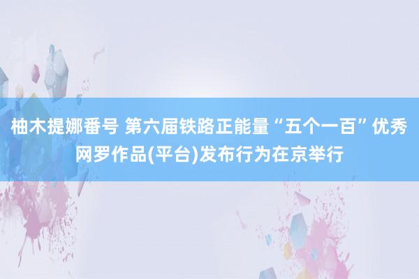 柚木提娜番号 第六届铁路正能量“五个一百”优秀网罗作品(平台)发布行为在京举行