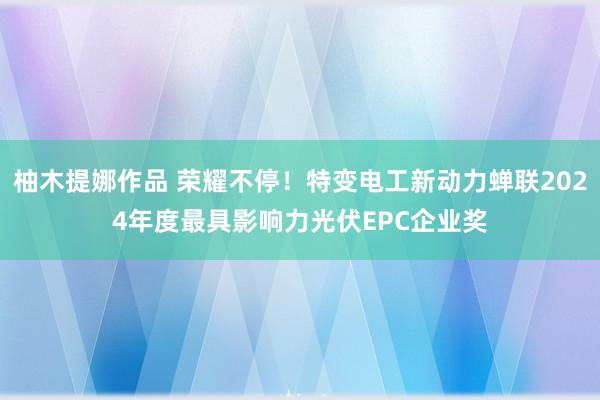 柚木提娜作品 荣耀不停！特变电工新动力蝉联2024年度最具影响力光伏EPC企业奖