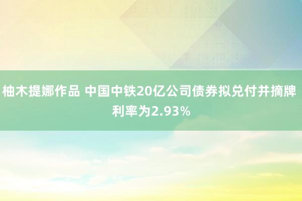 柚木提娜作品 中国中铁20亿公司债券拟兑付并摘牌 利率为2.93%