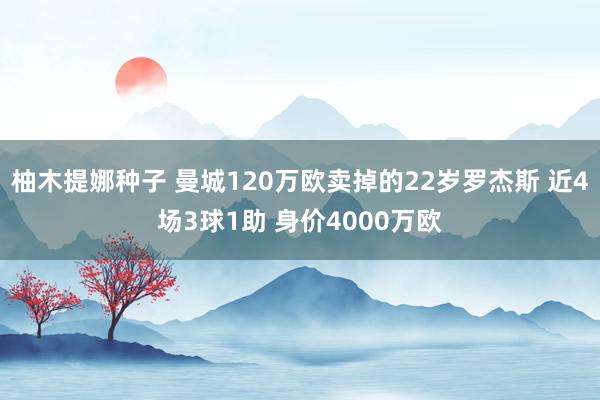 柚木提娜种子 曼城120万欧卖掉的22岁罗杰斯 近4场3球1助 身价4000万欧