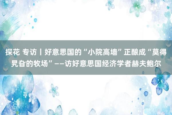 探花 专访丨好意思国的“小院高墙”正酿成“莫得旯旮的牧场”——访好意思国经济学者赫夫鲍尔