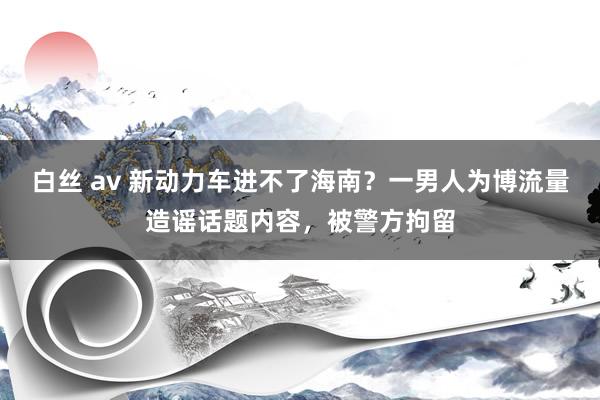 白丝 av 新动力车进不了海南？一男人为博流量造谣话题内容，被警方拘留